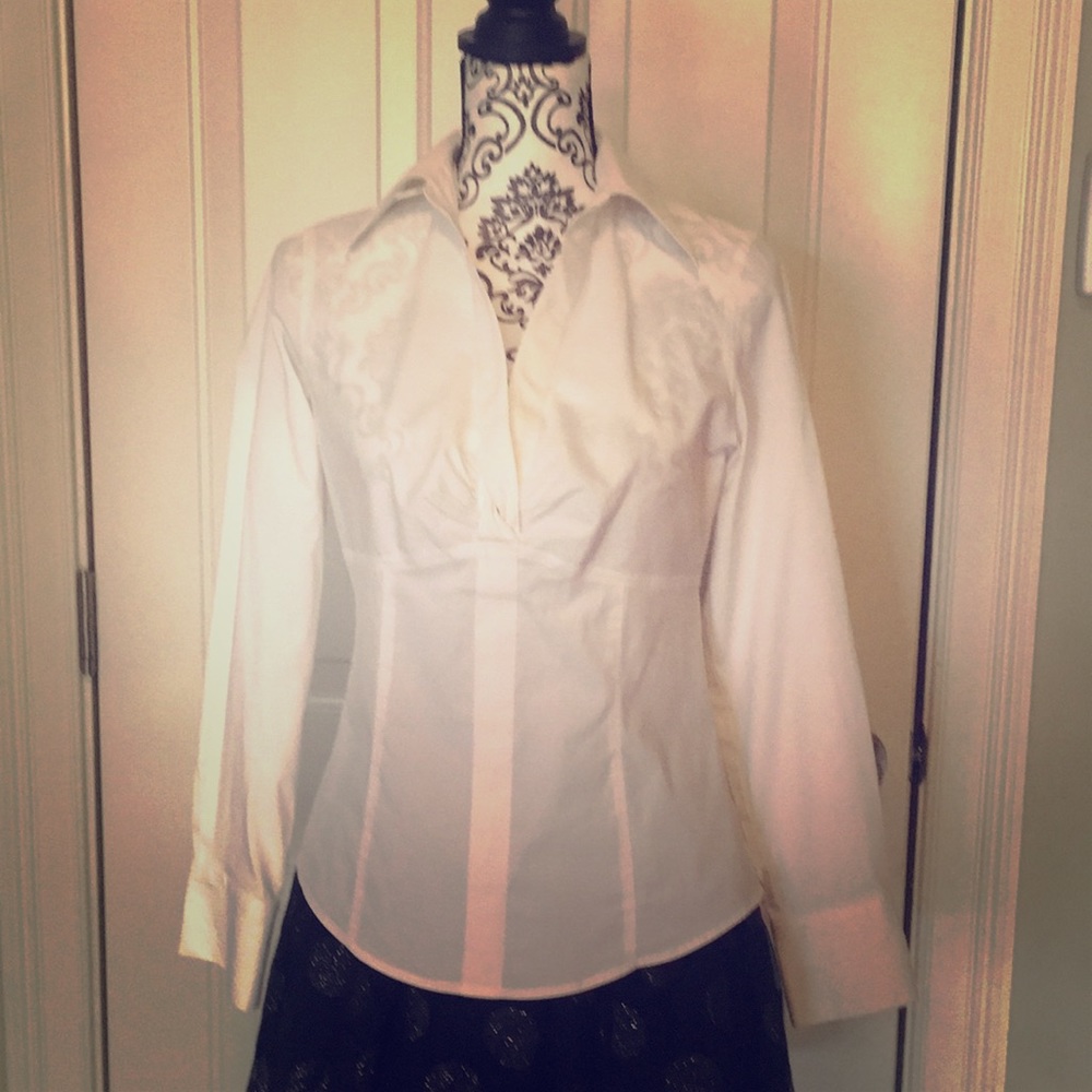 Ann Taylor Loft cotton blouse, white, size 6